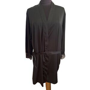 I.N.C. International Concepts Women's Black Lace Trim Robe L